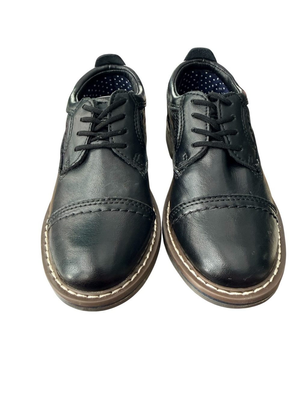 Steve Madden Kids Toliverr Cap Toe Oxford Black Leather Dress Shoes Boys 10